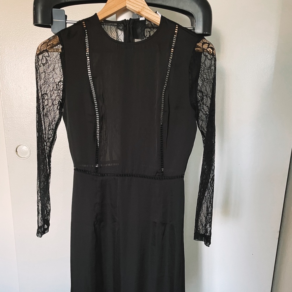 Zara Silk Midi Black dress Size XS